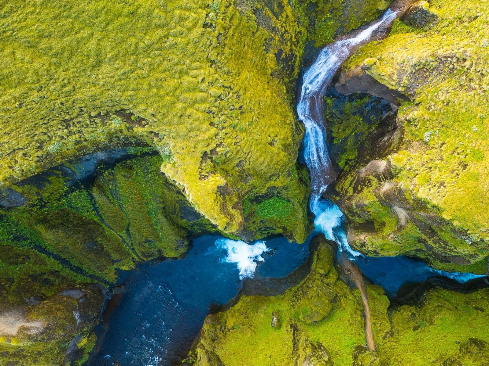 Fjaðrárgljúfur canyon winding through mossy cliffs