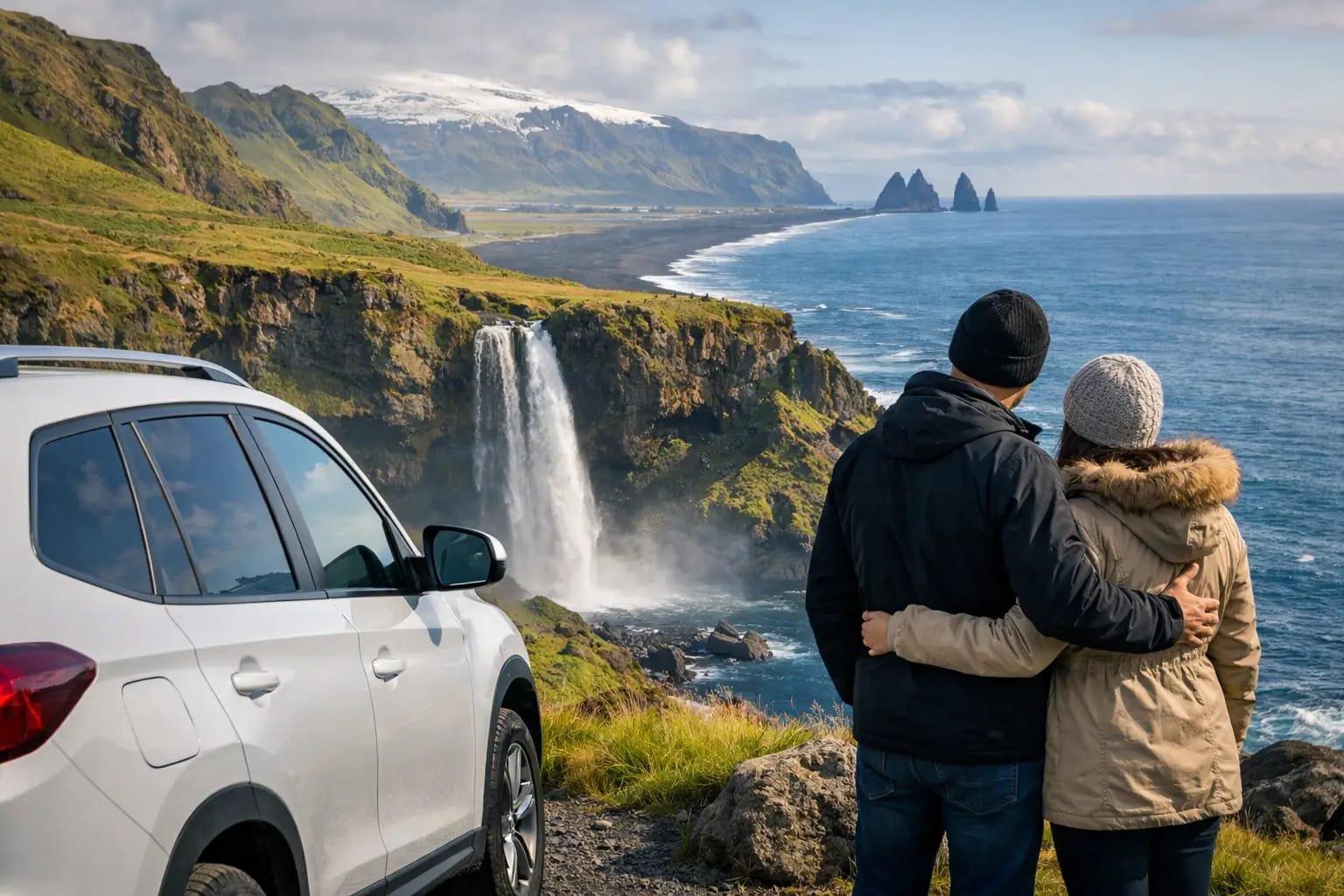 Black sand beach and sea stacks on Iceland’s south coast