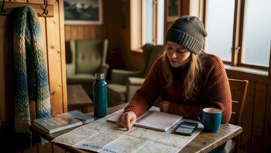 Traveler planning multi-stop Iceland route